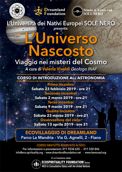 23 febbraio 2019 ore 21 - Ecovillaggio di Dreamland - Corso di introduzione all'Astronomia
