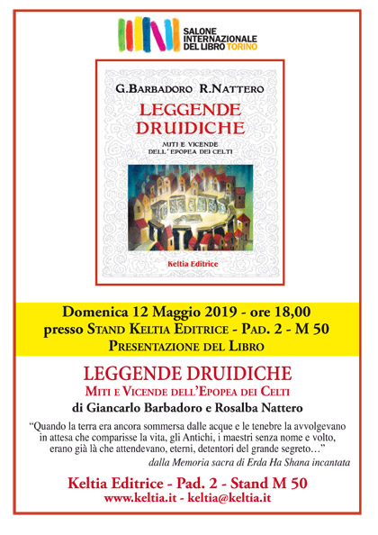 12 maggio 2019 ore 18 - Salone del libro di torino 2019 - Presentazione del libro Leggende Druidiche