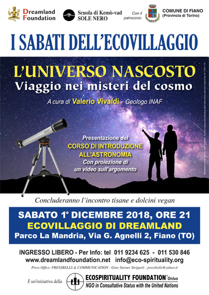 1° dicembre 2018 ore 21 - Ecovillaggio di Dreamland - Presentazione del corso di astronomia